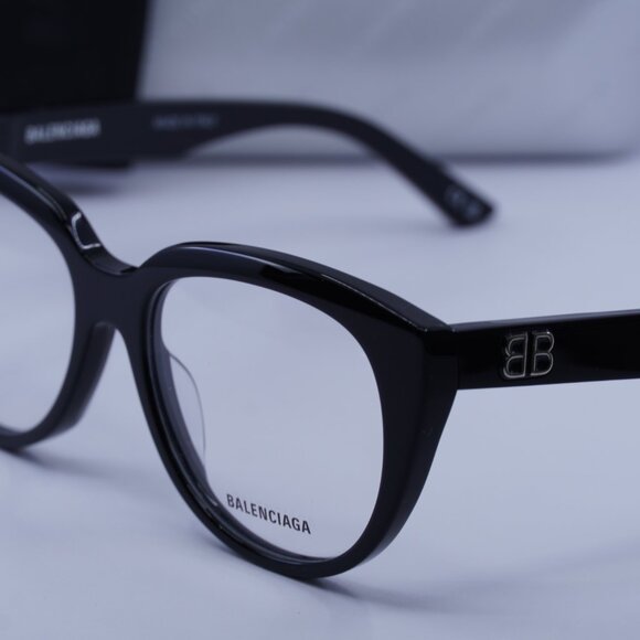 Balenciaga BB0131O 001 Cat Eye Eyeglasses 53mm - Black - Picture 2 of 9